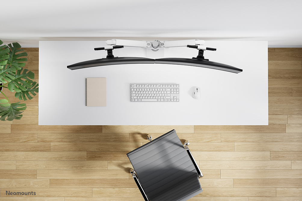 Neomounts DS65S-950WH2 Monitorarm 24-34" - gasveer - Topfix - multi-instelbaar - 180°-stop